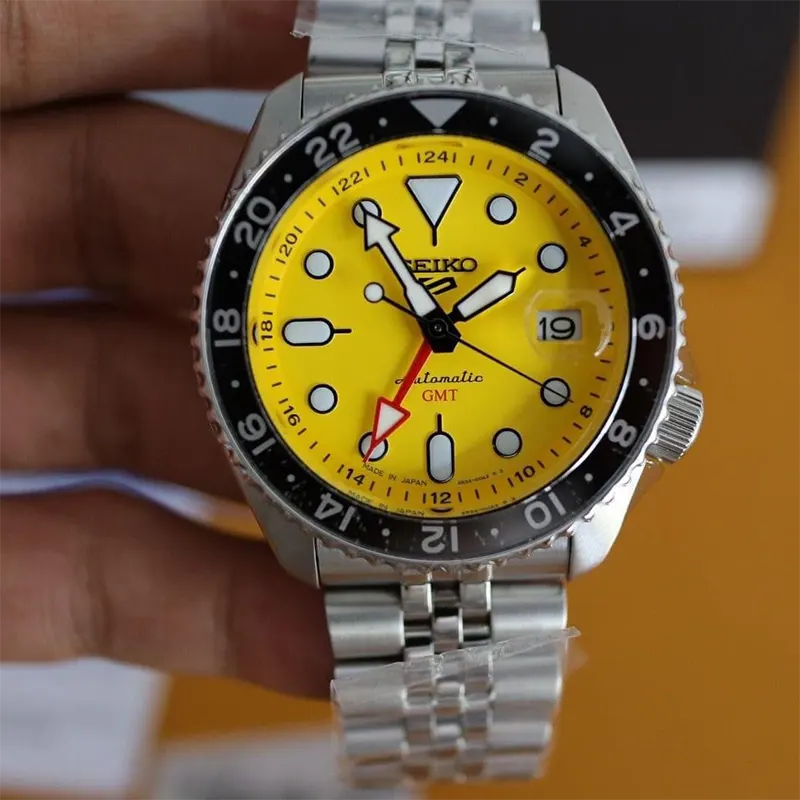 Seiko 5 Sports GMT Vibrant Yellow Dial Men's Watch- SSK017J1